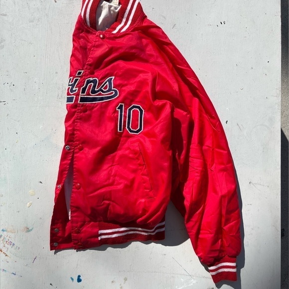 Men's VTG Twins 10 Jacket Red 1981 Embroidery M Lined 80s Snap MLB USA Windbreak - Picture 13 of 15